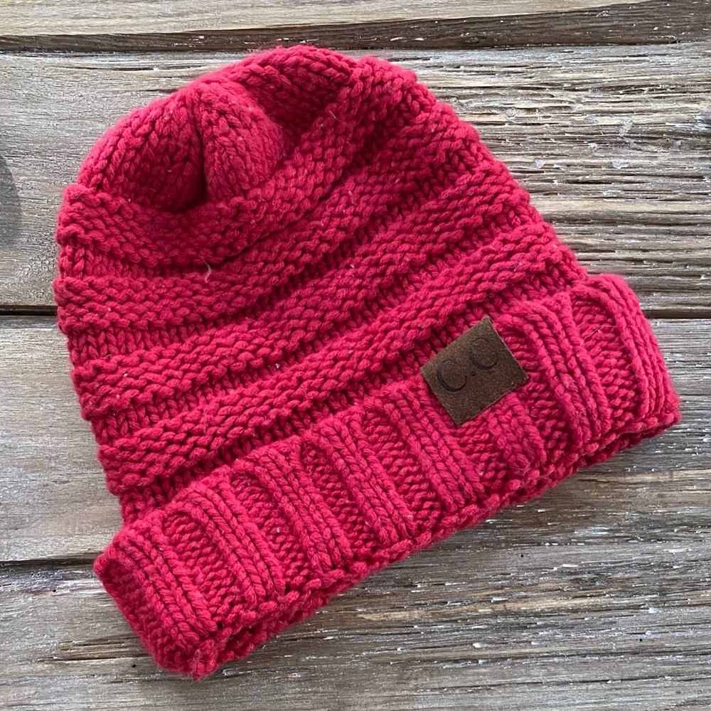 C.C Women’s OS 100% Acrylic‎ Hot Pink Chunky Cable Knit Beanie